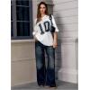 imageVerdusa Womens Oversized Jersey Shirt Graphic Tees V Neck Short Sleeve Vintage T ShirtsWhite