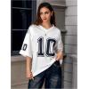 imageVerdusa Womens Oversized Jersey Shirt Graphic Tees V Neck Short Sleeve Vintage T ShirtsWhite