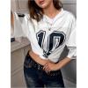imageVerdusa Womens Oversized Jersey Shirt Graphic Tees V Neck Short Sleeve Vintage T ShirtsWhite