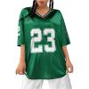 imageVerdusa Womens Jersey Shirts Graphic Tees Oversized Streetwear Letter Print T Shirt V Neck Tee TopDark Green