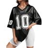 imageVerdusa Womens Oversized Jersey Shirt Graphic Tees V Neck Short Sleeve Vintage T ShirtsBlack