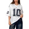imageVerdusa Womens Oversized Jersey Shirt Graphic Tees V Neck Short Sleeve Vintage T ShirtsWhite