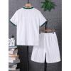 imageVerdusa Boys 2 Piece Outfit Button Front Short Sleeve Textured Top and Shorts SetsWhite