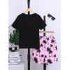 imageVerdusa Boys 2 Piece Outfit Summer Color Block Short Sleeve Tee and Shorts SetPink Black