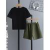 imageVerdusa Boys 2 Piece Outfits Short Sleeve Tee Shirt and Track Shorts SetArmy Green