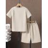imageVerdusa Boys 2 Piece Outfits Textured Crew Neck Short Sleeve Tee Top and Shorts SetsApricot