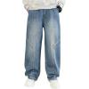 imageVerdusa Boys Baggy Straight Leg Denim Pants Loose Vintage Cargo Jeans with PocketsMedium Blue