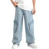 imageVerdusa Boys Baggy Straight Leg Denim Pants Loose Vintage Cargo Jeans with PocketsMedium Wash