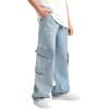 imageVerdusa Boys Baggy Straight Leg Denim Pants Loose Vintage Cargo Jeans with PocketsMedium Wash
