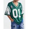 imageVerdusa Boys Oversized Jersey Shirt Number Graphic Tees Half Sleeve Game ShirtGreen
