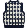 imageVerdusa Boys Sweater Vest Button Up Sleeveless Argyle Print Knit V Neck Cardigan Sweaters TopBlue