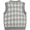 imageVerdusa Boys Sweater Vest Button Up Sleeveless Argyle Print Knit V Neck Cardigan Sweaters TopGrey