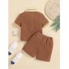 imageVerdusa Toddler Boys 2 Piece Outfits Colorblock Short Sleeve Shirt and Shorts SetBrown