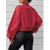 imageVerdusa Womens Cropped Bomber Lightweight Jacket Long Sleeve Zip Up OuterwearRed