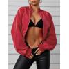 imageVerdusa Womens Cropped Bomber Lightweight Jacket Long Sleeve Zip Up OuterwearRed
