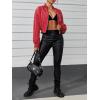 imageVerdusa Womens Cropped Bomber Lightweight Jacket Long Sleeve Zip Up OuterwearRed