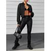 imageVerdusa Womens Cropped Bomber Lightweight Jacket Long Sleeve Zip Up OuterwearSolid Black