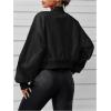 imageVerdusa Womens Cropped Bomber Lightweight Jacket Long Sleeve Zip Up OuterwearSolid Black