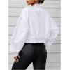 imageVerdusa Womens Cropped Bomber Lightweight Jacket Long Sleeve Zip Up OuterwearSolid White