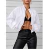 imageVerdusa Womens Cropped Bomber Lightweight Jacket Long Sleeve Zip Up OuterwearSolid White