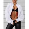 imageVerdusa Womens Cropped Bomber Lightweight Jacket Long Sleeve Zip Up OuterwearSolid White