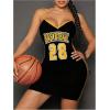 imageVerdusa Womens Letter Print Bodycon Jersey Dress V Neck Backless Cami Mini DressesBlack