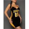 imageVerdusa Womens Letter Print Bodycon Jersey Dress V Neck Backless Cami Mini DressesBlack