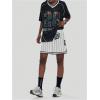 imageVerdusa Womens Letter Print Striped Basketball Shorts Drawstring Elastic Waist Sports ShortsBlack and White
