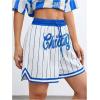 imageVerdusa Womens Letter Print Striped Basketball Shorts Drawstring Elastic Waist Sports ShortsRoyal Blue