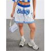 imageVerdusa Womens Letter Print Striped Basketball Shorts Drawstring Elastic Waist Sports ShortsRoyal Blue
