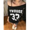 imageVerdusa Womens Off The Shoulder Letter Graphic Tees Shirts Jersey Short Sleeve Summer Tee TopsBlack