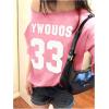 imageVerdusa Womens Off The Shoulder Letter Graphic Tees Shirts Jersey Short Sleeve Summer Tee TopsDark Pink