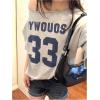 imageVerdusa Womens Off The Shoulder Letter Graphic Tees Shirts Jersey Short Sleeve Summer Tee TopsGrey