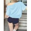 imageVerdusa Womens Off The Shoulder Letter Graphic Tees Shirts Jersey Short Sleeve Summer Tee TopsMint Blue