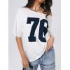 imageVerdusa Womens Off The Shoulder Letter Graphic Tees Shirts Jersey Short Sleeve Summer Tee TopsWhite