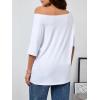 imageVerdusa Womens Off The Shoulder Letter Graphic Tees Shirts Jersey Short Sleeve Summer Tee TopsWhite Graphic