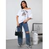 imageVerdusa Womens Off The Shoulder Letter Graphic Tees Shirts Jersey Short Sleeve Summer Tee TopsWhite Graphic