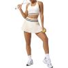imageVerdusa Womens Pleated Drop Waist Mini Skirt with Shorts Sport Striped Tennis SkirtsMulticolor