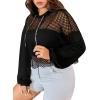 imageVerdusa Womens Sexy See Through Fishnet Long Sleeve Drawstring Hoodie Top SweatshirtBlack