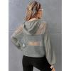 imageVerdusa Womens Sexy See Through Fishnet Long Sleeve Drawstring Hoodie Top SweatshirtGrey