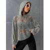 imageVerdusa Womens Sexy See Through Fishnet Long Sleeve Drawstring Hoodie Top SweatshirtGrey