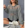 imageVerdusa Womens Sexy See Through Fishnet Long Sleeve Drawstring Hoodie Top SweatshirtGrey