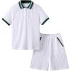 imageVerdusa Boys 2 Piece Outfit Button Front Short Sleeve Textured Top and Shorts SetsWhite