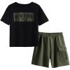 imageVerdusa Boys 2 Piece Outfits Short Sleeve Tee Shirt and Track Shorts SetArmy Green