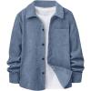 imageVerdusa Boys Casual Long Sleeve Shirts Button Up Shirt Collared Neck Jacket with Front PocketBlue