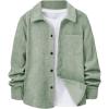 imageVerdusa Boys Casual Long Sleeve Shirts Button Up Shirt Collared Neck Jacket with Front PocketMint Green
