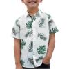 imageVerdusa Boys Short Sleeve Collar Button Down Graphic Tropical Print Shirt TopGreen