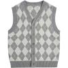 imageVerdusa Boys Sweater Vest Button Up Sleeveless Argyle Print Knit V Neck Cardigan Sweaters TopGrey