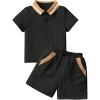 imageVerdusa Toddler Boys 2 Piece Outfits Colorblock Short Sleeve Shirt and Shorts SetBlack