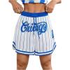 imageVerdusa Womens Letter Print Striped Basketball Shorts Drawstring Elastic Waist Sports ShortsRoyal Blue